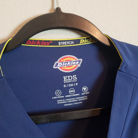 Dickies Men's Navy Blue EDS Essentials V-Neck Scrub Top Small - Picture 5 of 8